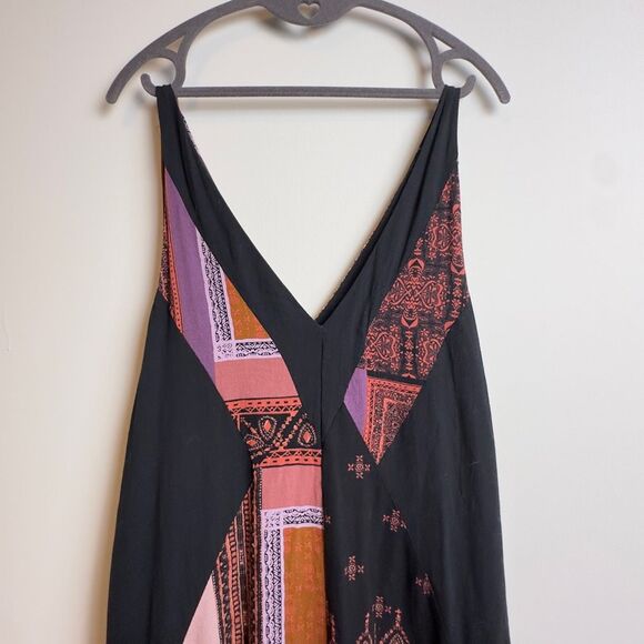 $148 FREE PEOPLE All Patched Up Black Wide Leg Jumpsuit - Picture 9 of 9